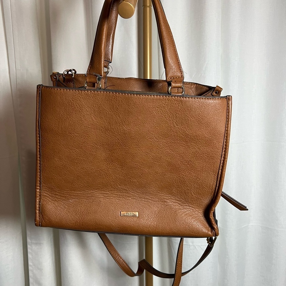 Aldo Elegant Tan Leather Tote with Dual Handles